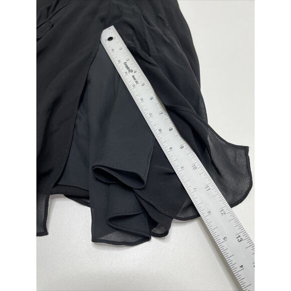 Y2K Nine West Silk Black Midi Dress Ruffle Bow Dark Fairy Witchy Coquette Whimsy - Picture 11 of 11